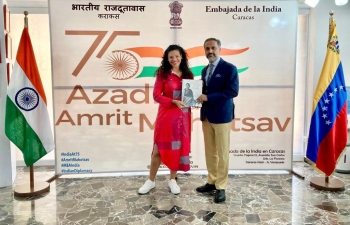 Amb. Abhishek Singh received Marianyfel Salazar, a journalist from Venezuela who is going to India as part of the familiarization visit organized by XPD Division for LAC countries. Bon Voyage.